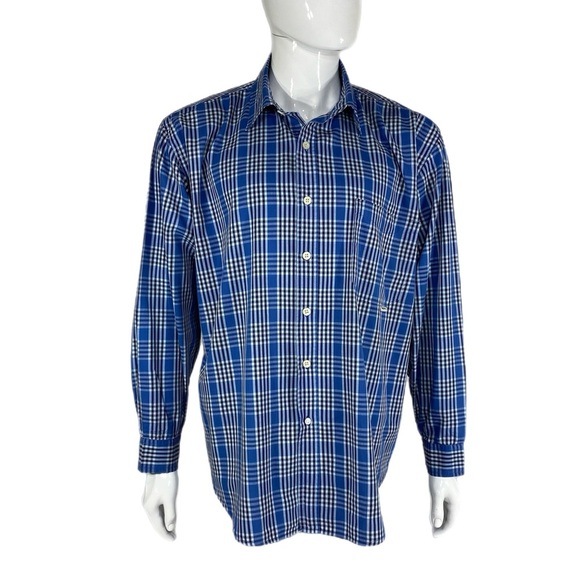 Pepe Jeans London Men’s 90’s Vintage Blue Plaid Long Sleeve Button Down - Picture 1 of 6